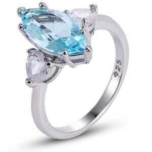 Size 10 Sterling Silver .925 Band Lab Created Stones Ring